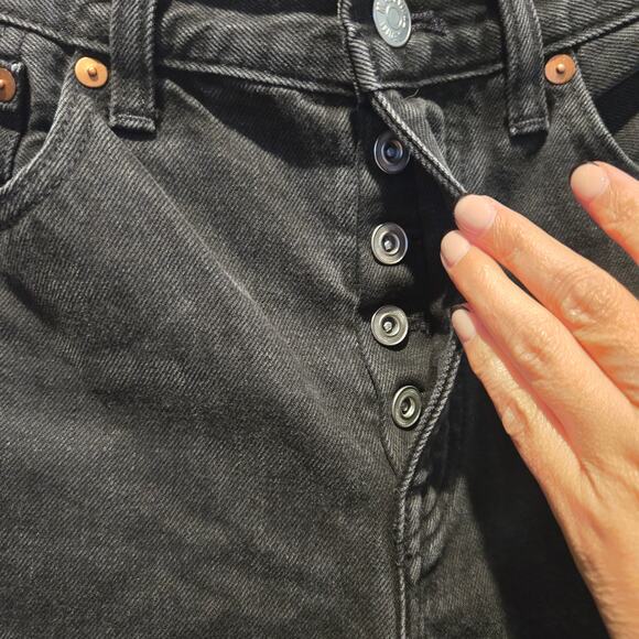 Madewell Low Slung Straight Button Fly Jeans Black Kent Wash sz 24 - Picture 5 of 10